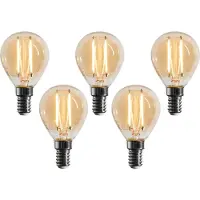 LUEDD Set van 5 E14 dimbare LED lamp G45 goud 4W 330 lm 2100K