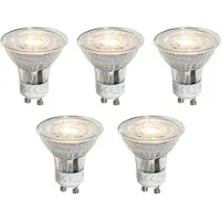 LUEDD Set van 5 GU10 50mm dimbare LED lampen helder 4.9W 500 lm 2700K