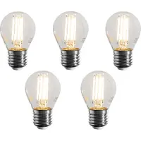 LUEDD Set van 5 E27 dimbare LED lampen filament G45 helder 4W 470 lm 2700K