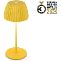 B.K.Licht BRILONER Champ mini - Oplaadbare Mini Tafellamp - snoerloze lamp - met touch dimbaar - voor binnen en buiten - german design award winner 2025 - citroengeel - Ø8,5 x 20cm