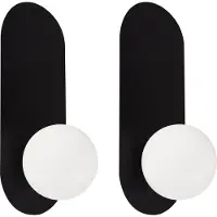 Beliani LEISI - Wandlampen set van 2 - Zwart - Opaalglas