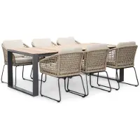 LUX outdoor living Atlanta/Tulum Sahara Dust dining tuinset | 6 personen | teakhout + touw | 218cm