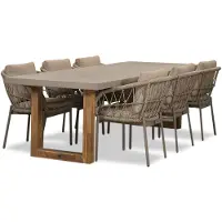 BUITEN living Lausanne/Dakota beige dining tuinset | 6 personen | betonlook + touw | 250cm