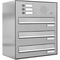 Brulo Brievenbus 3 klein_Brievenbus met intercompaneel _3_adressen__RVS