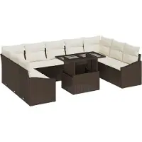 vidaXL Tuinset met 10 stukken, bruin en crème