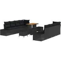 vidaXL Tuinbank Set Zwart Poly rattan