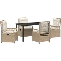 vidaXL Tuin Eettafel Set 5 st Beige en Crème Wit poly rattan