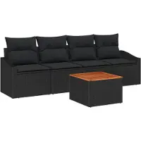 vidaXL Tuinset met 5 zitplaatsen, zwart, van polyrotan