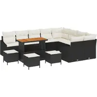 vidaXL Tuinset met 13 delen, zwart, van polyrotan