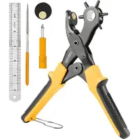 SolidStock Professionele Gaatjestang voor riem - met Gratis Meetlat - Ponstang - Revolvertang