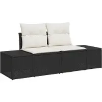 vidaXL Tuin Sofa met kussen Zwart 184 x 62 x 69 cm poly rattan