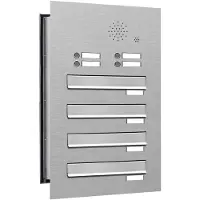 Brulo Inbouw met intercom 4 adressen_Brievenbus met intercompaneel inbouw_4_adressen__RVS