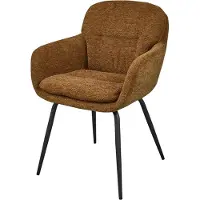 Woood Runa Eetkamerstoel - Chenille Stof - Bruin/Geel - 82x57x59 cm