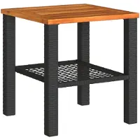 vidaXL Tuintafel 40x40x42 cm poly rattan en acaciahout zwart