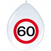 Folat 24x stuks Ballonnen 60 jaar verkeersbord versiering - Ballonnen