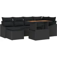 vidaXL Tuinbank Set 7 st Zwart en Bruin