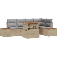 vidaXL Tuinbank Set 6 st Beige poly rattan