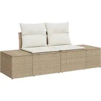vidaXL Tuin Sofa met kussen Beige 184 x 62 x 69 cm poly rattan