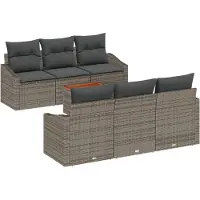 vidaXL Tuinset, 7-delig, grijs, polyrotan