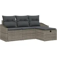 vidaXL Bankstel 4 st Grijs poly rattan