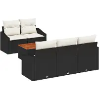 vidaXL Tuinset met 6 zitplaatsen, zwart, van polyrotan