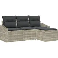 vidaXL Bankstel 4 st Lichtgrijs poly rattan