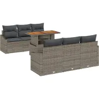 vidaXL Tuinbank Set 7 st Grijs en Bruin