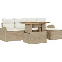 vidaXL Tuinbank Set 6 st beige en crèmekleurig