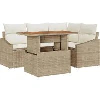 vidaXL Tuinbank Set 5 st Beige poly rattan