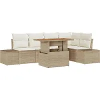 vidaXL Tuinbank Set 6 st Beige 100 x 55 x 73 cm poly rattan