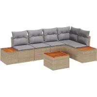 vidaXL Tuinbank Set 6 st Beige Poly rattan