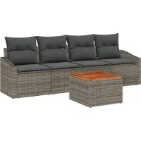 vidaXL Tuinbank Set 5 st Grijs poly rattan
