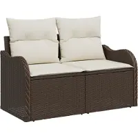 vidaXL Tuin Sofa met kussen Bruin 121 x 62 x 69cm poly rattan