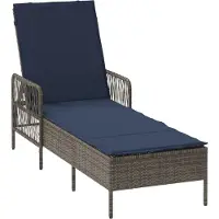 vidaXL Ligstoel Grijs en Marineblauw 200 x 55 x 92 cm poly rattan