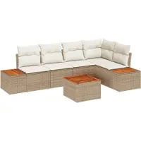 vidaXL Tuinbank Set 6 st Beige Poly rattan