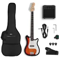 Gear4Music VISIONSTRING Bass Guitar Pack Sunburst