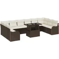 vidaXL Tuinbank Set 11 st 10-Aantal zitplaatsen Bruin Poly Riet
