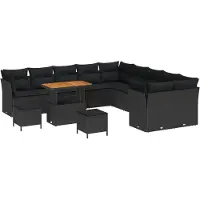 vidaXL Tuinbank Set 13 st Zwart poly rattan