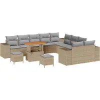 vidaXL Tuinbank Set 13 st Beige en Lichtgrijs poly rattan