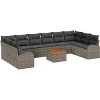 vidaXL Tuinbank Set 11 st Grijs poly rattan