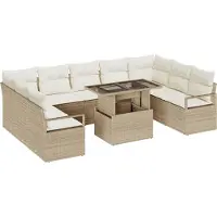 vidaXL Tuinbank Set 10 st 9-Aantal zitplaatsen Beige en Crème