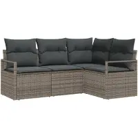 vidaXL Bankstel 4 st Grijs poly rattan