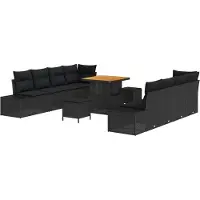vidaXL Tuinbank Set Zwart Poly rattan