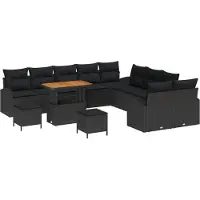 vidaXL Tuinbank Set 13 st Zwart poly rattan