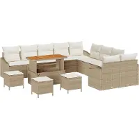 vidaXL Tuinbank Set met kussen met opslag 13 pcs Beige Poly rattan