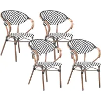 Beliani CASPRI - Tuinstoel set van 4 - Zwart/Wit - PE rotan