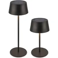 Briloner Awia - Solar Tafellamp Oplaadbaar - ook opgeladen via USB-C - dimbaar - CCT - draadloos - voor binnen en buiten - Ø11,5 x 32 cm - zwart