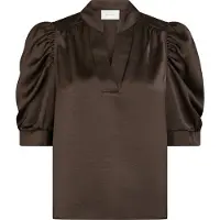 Neo Noir Dames Blouses Roella Heavy Sateen Blouse - Bruin - Maat 36
