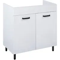 Royo Wastafelonderkast Ava 80cm - Wit Hoogglans - Met 2 Deuren - Met Zwarte Handgrepen En Poten - 80x83,5x45,6cm