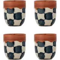 Bloomingville Check beker 4-pack Blauw